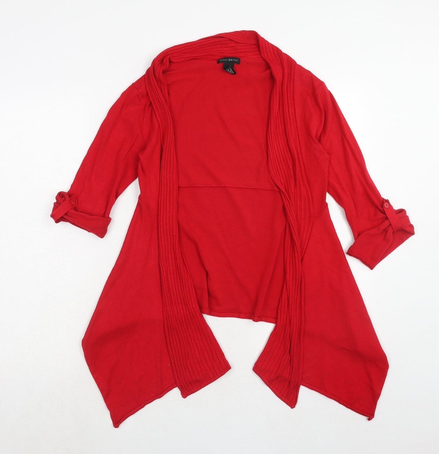Willi Smith Womens Red V-Neck Viscose Cardigan Jumper Size S