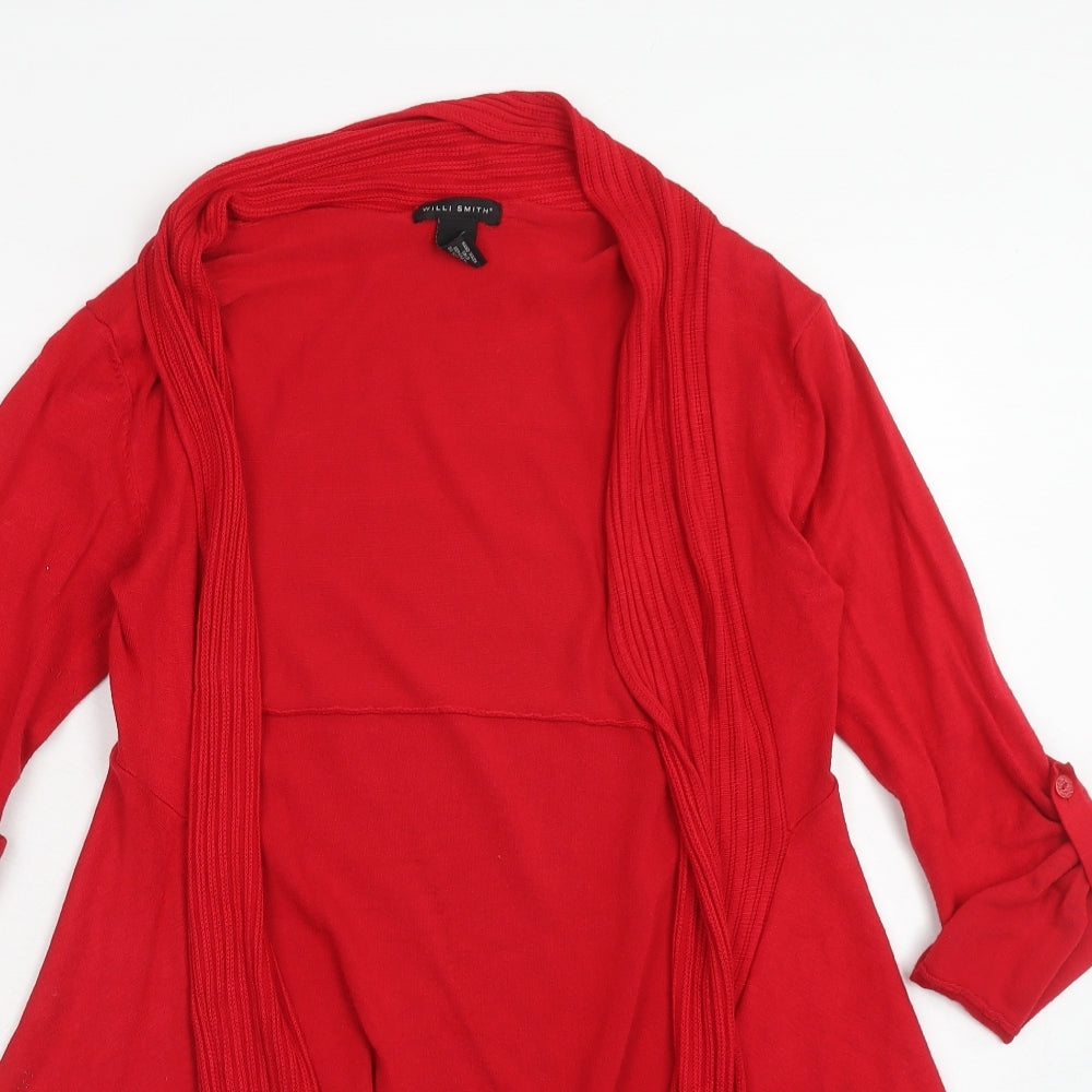 Willi Smith Womens Red V-Neck Viscose Cardigan Jumper Size S
