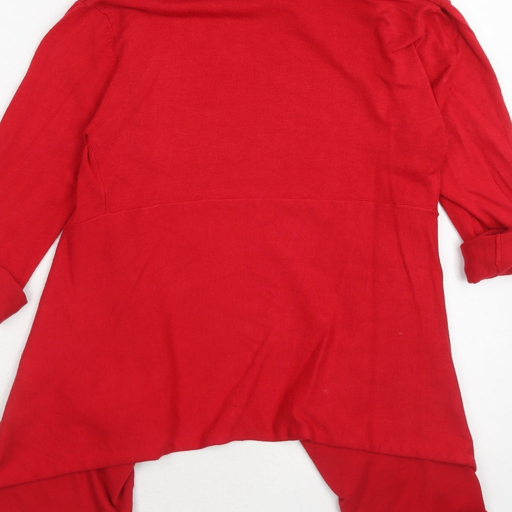 Willi Smith Womens Red V-Neck Viscose Cardigan Jumper Size S