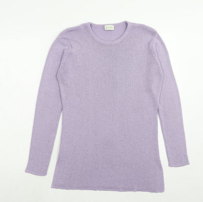 Joie De Vivre Womens Purple Round Neck Acrylic Pullover Jumper Size M