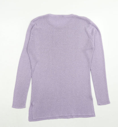 Joie De Vivre Womens Purple Round Neck Acrylic Pullover Jumper Size M