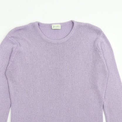 Joie De Vivre Womens Purple Round Neck Acrylic Pullover Jumper Size M