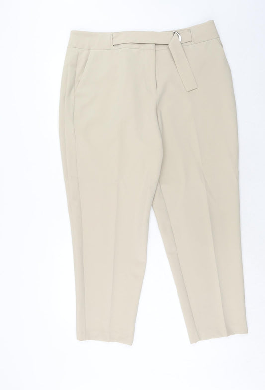Womens UK Size 16 Very Regular Fit Carrot Beige Trousers