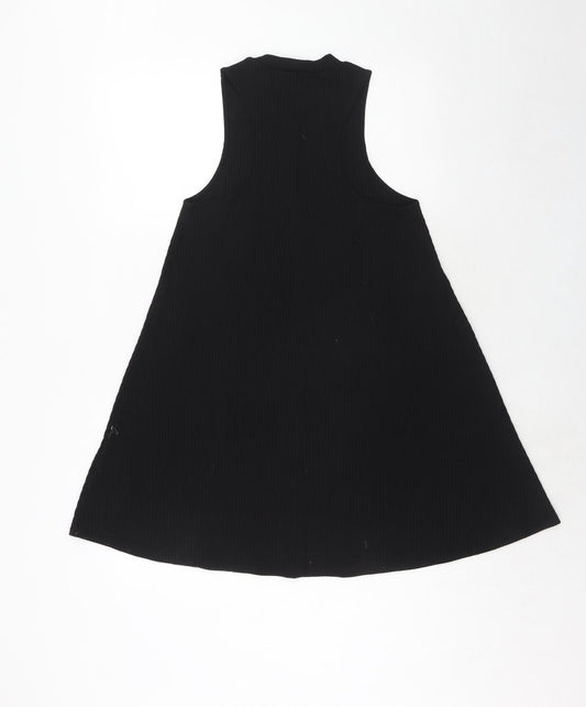 FOREVER 21 Womens Black Polyester Trapeze & Swing Size S Round Neck Pullover