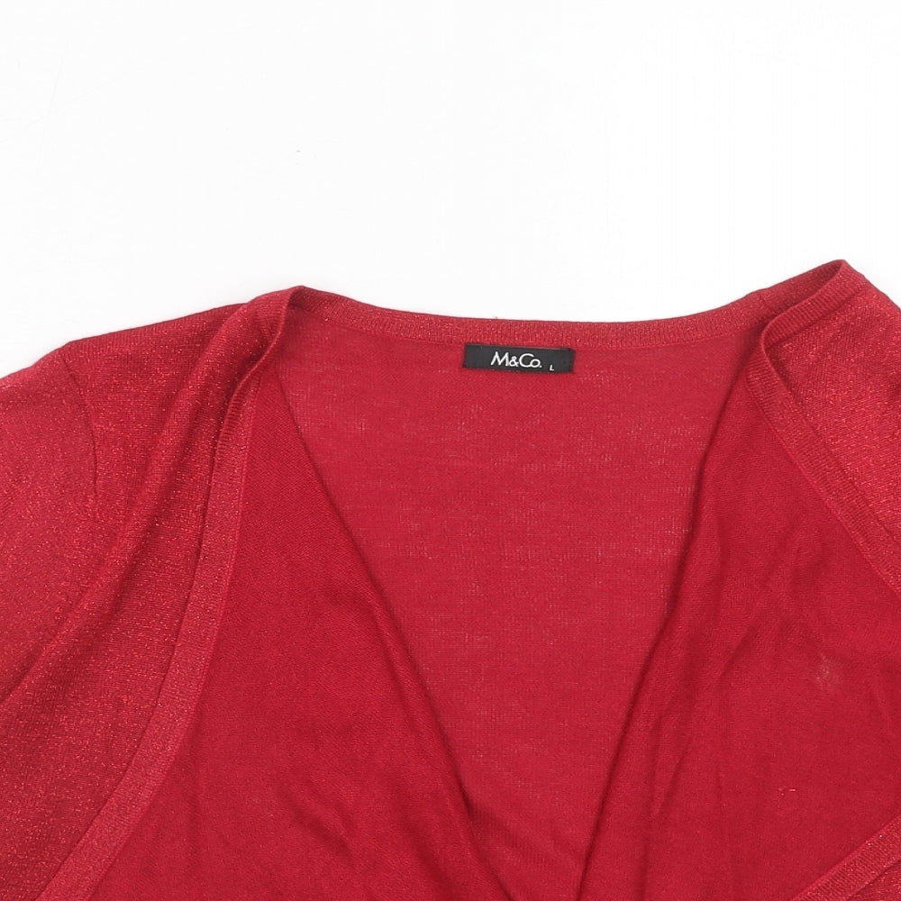 Womens UK Size L M&Co Red Shrug Jumper