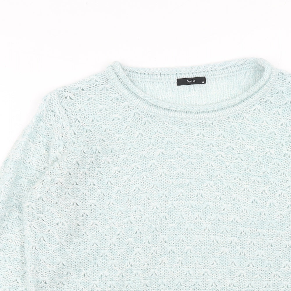 Womens UK Size 14 M&Co Blue Pullover Jumper