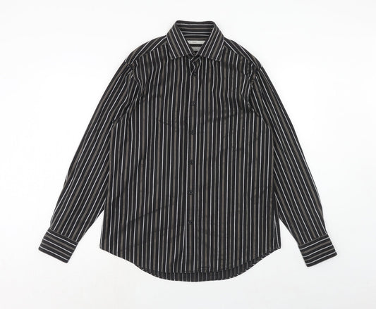 Mens UK Size 15.5 NEXT Black  Button-Up Long Sleeve Casual Shirt