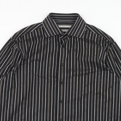 Mens UK Size 15.5 NEXT Black  Button-Up Long Sleeve Casual Shirt