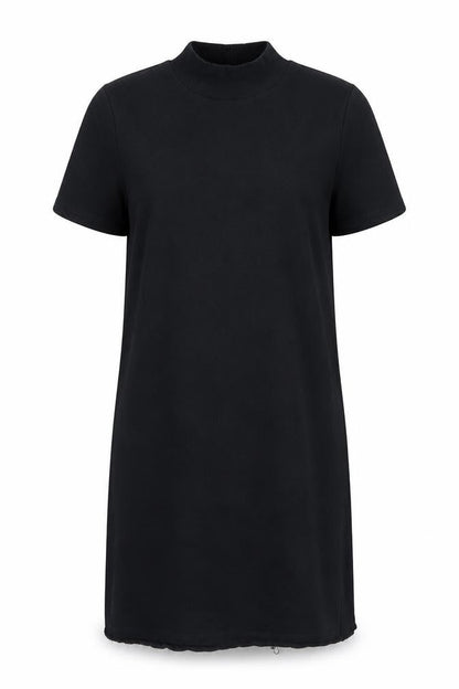 Zara Womens Black Cotton T-Shirt Dress Size S Mock Neck Pullover