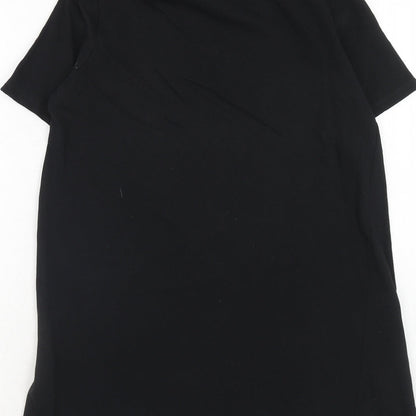Zara Womens Black Cotton T-Shirt Dress Size S Mock Neck Pullover
