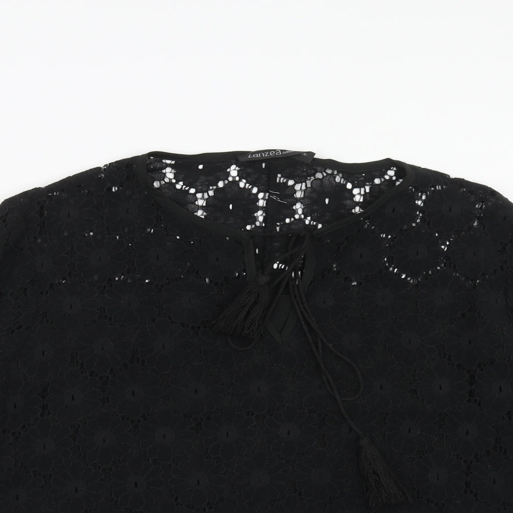 Womens UK Size 2XL Zanzea Black Basic Blouse
