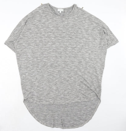 Apricot Womens Grey Geometric Polyester Basic Blouse Size L Round Neck