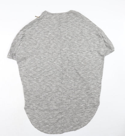 Apricot Womens Grey Geometric Polyester Basic Blouse Size L Round Neck