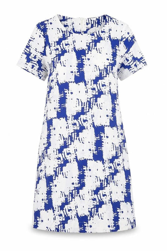 Fashion Union Womens Blue Geometric Polyester A-Line Size 6 Round Neck Zip