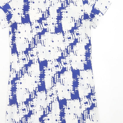 Fashion Union Womens Blue Geometric Polyester A-Line Size 6 Round Neck Zip