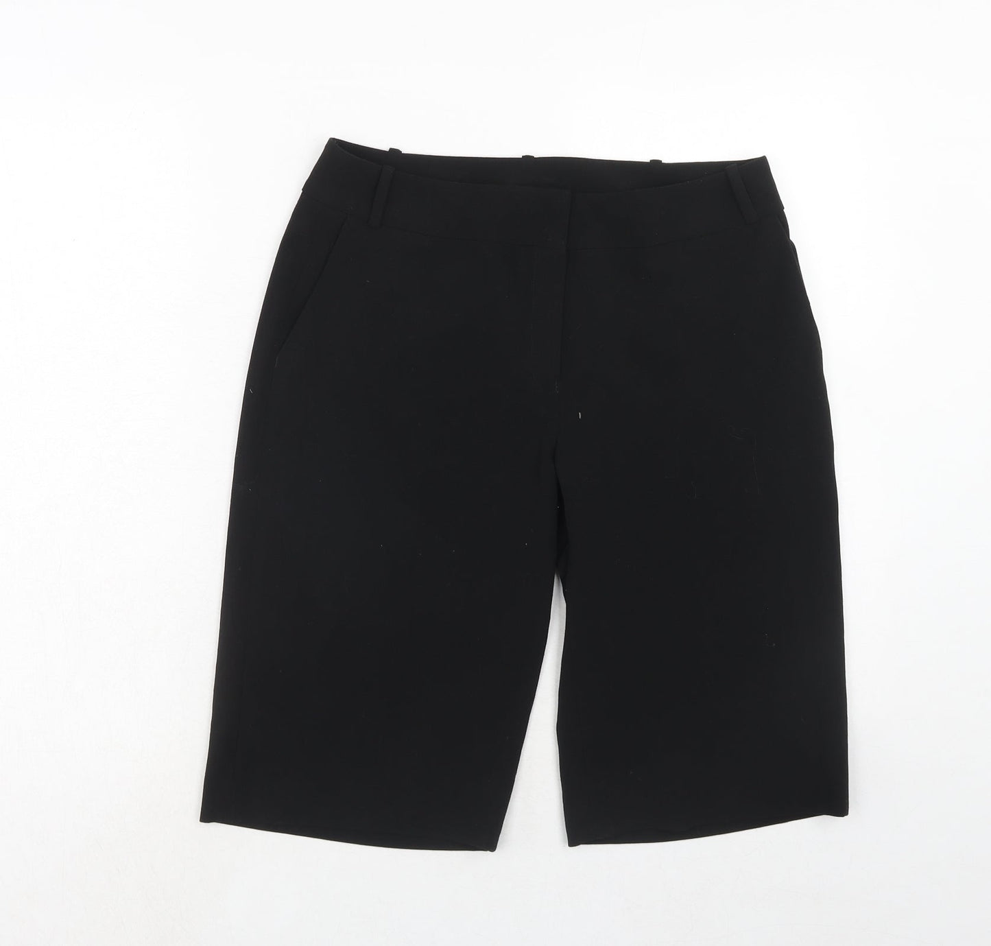 Lime Womens Black Polyester Compression Shorts Size 10 Regular Hook & Eye
