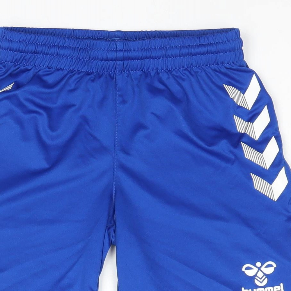 Hummel Boys Blue Polyester Sweat Shorts Size 8 Years Regular Drawstring