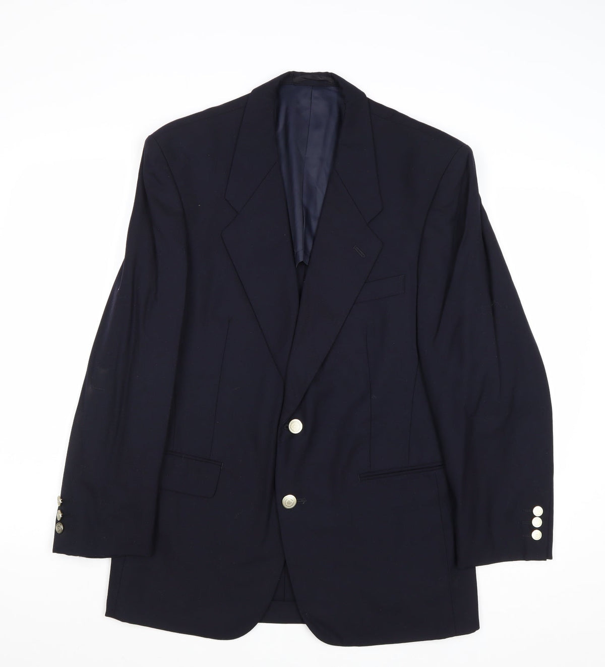 Master Jackie Mens Blue Wool Jacket Blazer Size 38 Regular