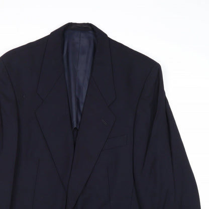 Master Jackie Mens Blue Wool Jacket Blazer Size 38 Regular