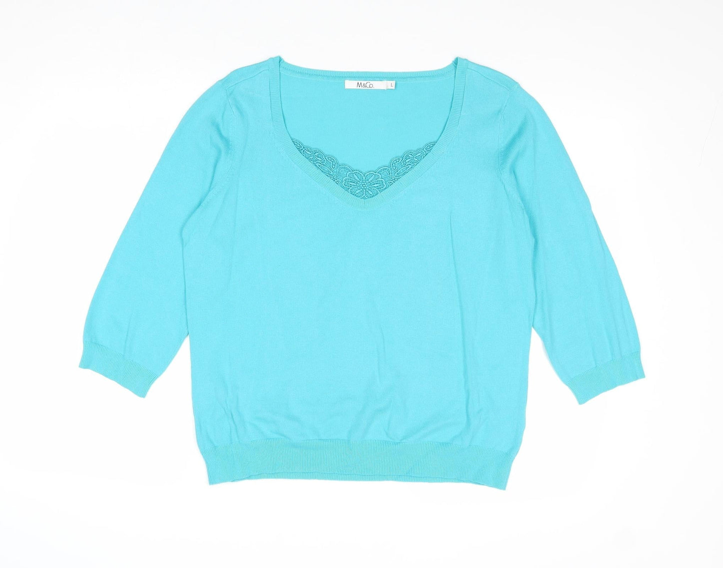 Womens UK Size L M&Co Blue Pullover Jumper