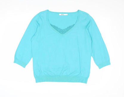Womens UK Size L M&Co Blue Pullover Jumper