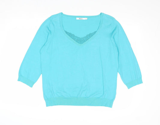 Womens UK Size L M&Co Blue Pullover Jumper