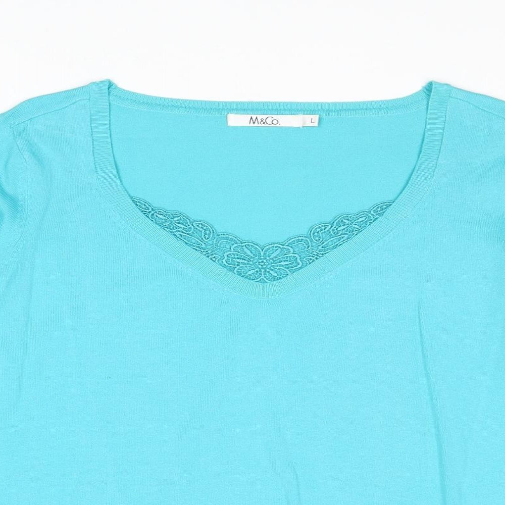 Womens UK Size L M&Co Blue Pullover Jumper