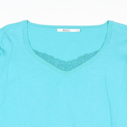 Womens UK Size L M&Co Blue Pullover Jumper