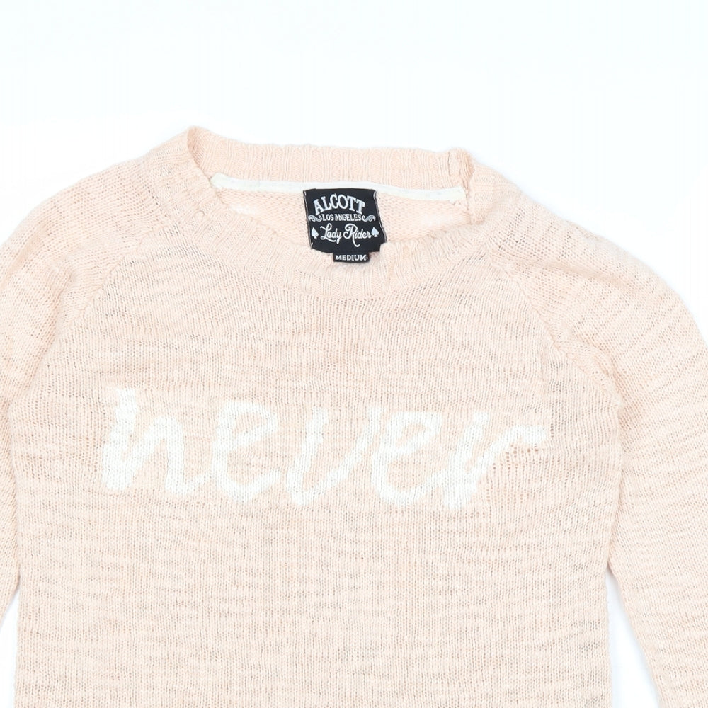 alcott Womens Pink Round Neck Acrylic Pullover Jumper Size M - Never