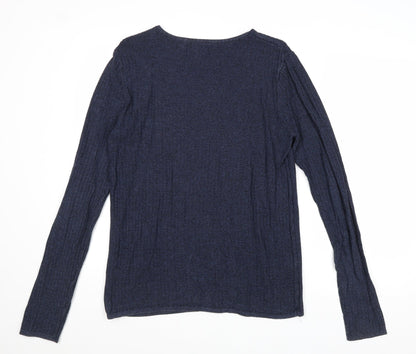 Topman Mens Blue Round Neck Cotton Pullover Jumper Size S Long Sleeve