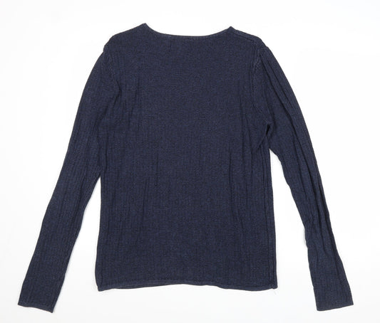 Topman Mens Blue Round Neck Cotton Pullover Jumper Size S Long Sleeve