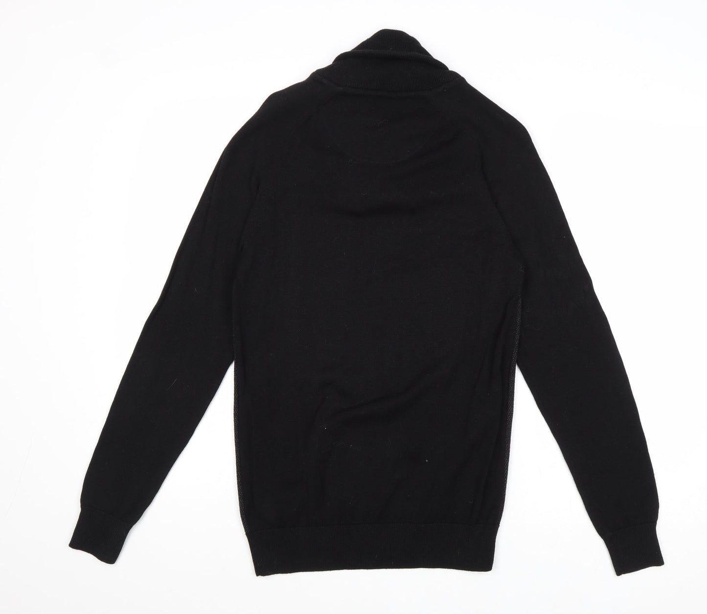 NEXT Mens Black Collared Cotton Pullover Jumper Size S Long Sleeve