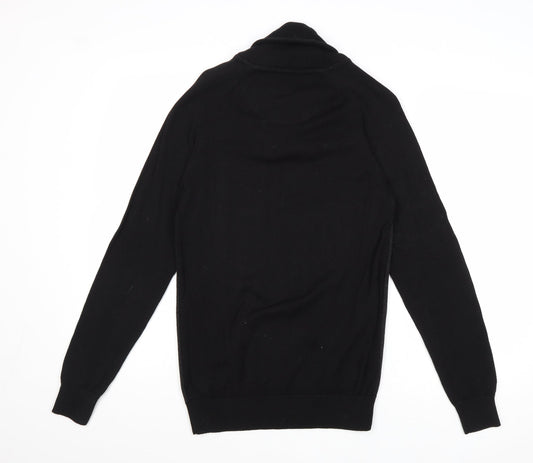NEXT Mens Black Collared Cotton Pullover Jumper Size S Long Sleeve