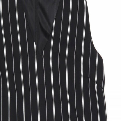New Look Womens Black Striped Polyester A-Line Size 10 Halter Zip