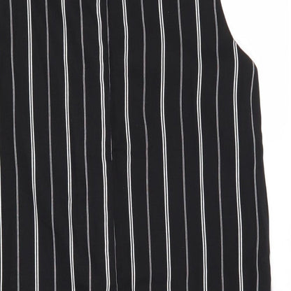 New Look Womens Black Striped Polyester A-Line Size 10 Halter Zip
