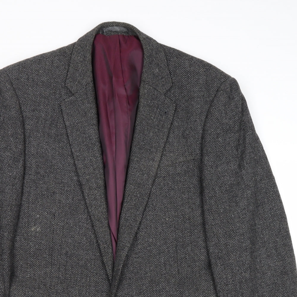 B&W Mens Grey Wool Jacket Blazer Size 38 Regular