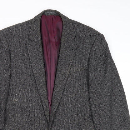 B&W Mens Grey Wool Jacket Blazer Size 38 Regular