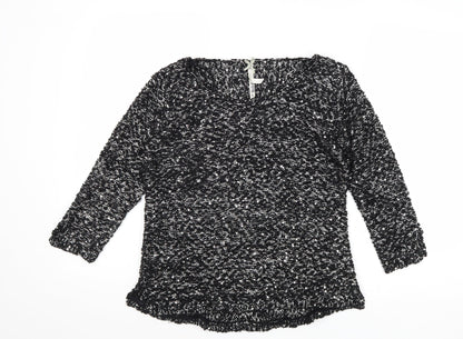Plaza Italia Womens Black Round Neck Polyester Pullover Jumper Size S