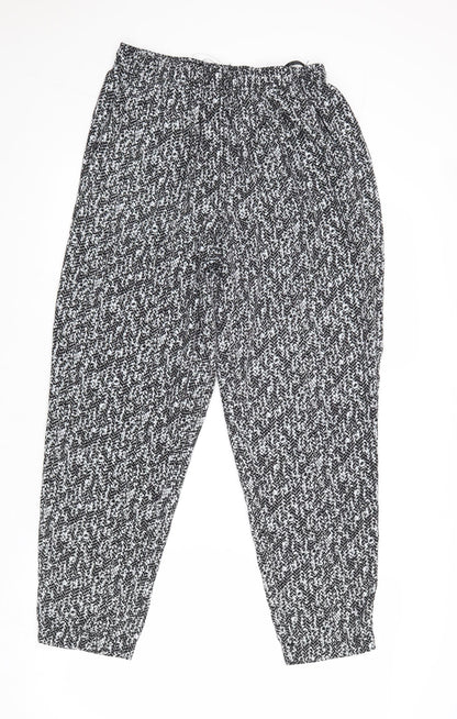 Classic Womens Black Geometric Polyester Trousers Size 12 Regular