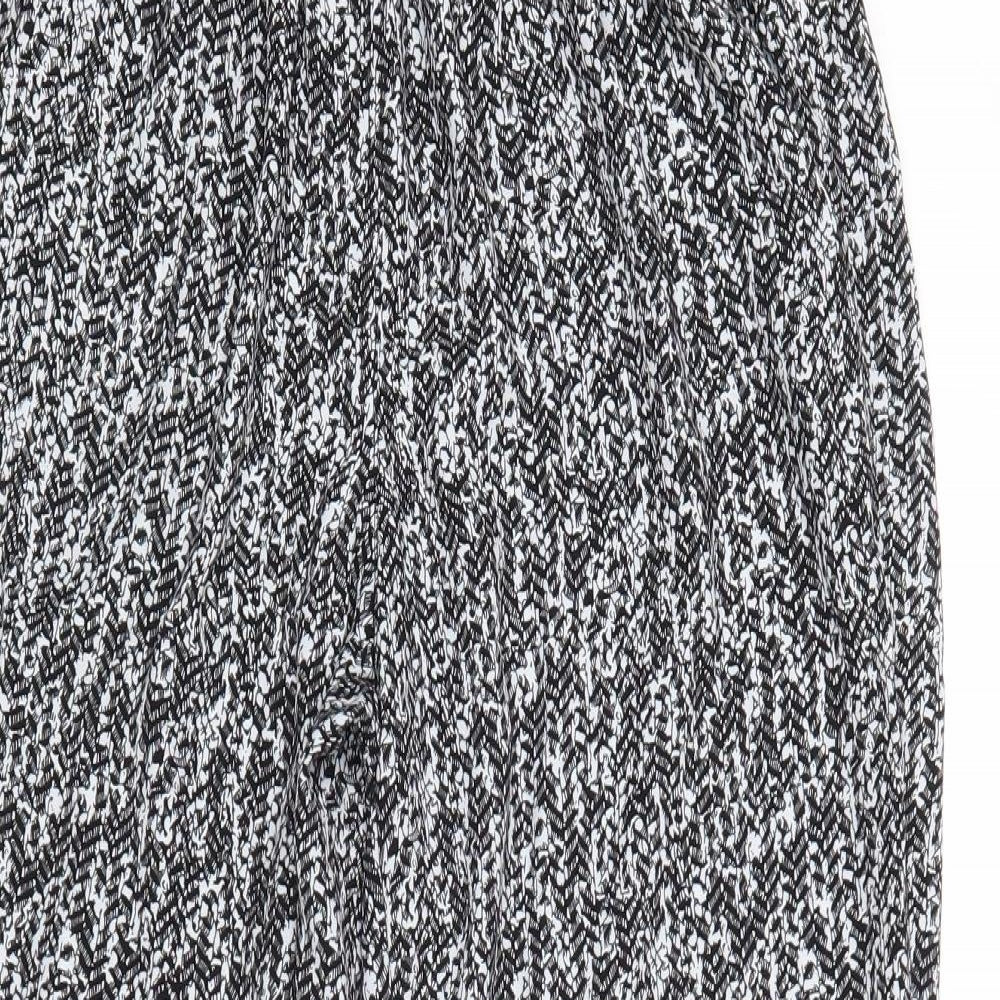 Classic Womens Black Geometric Polyester Trousers Size 12 Regular