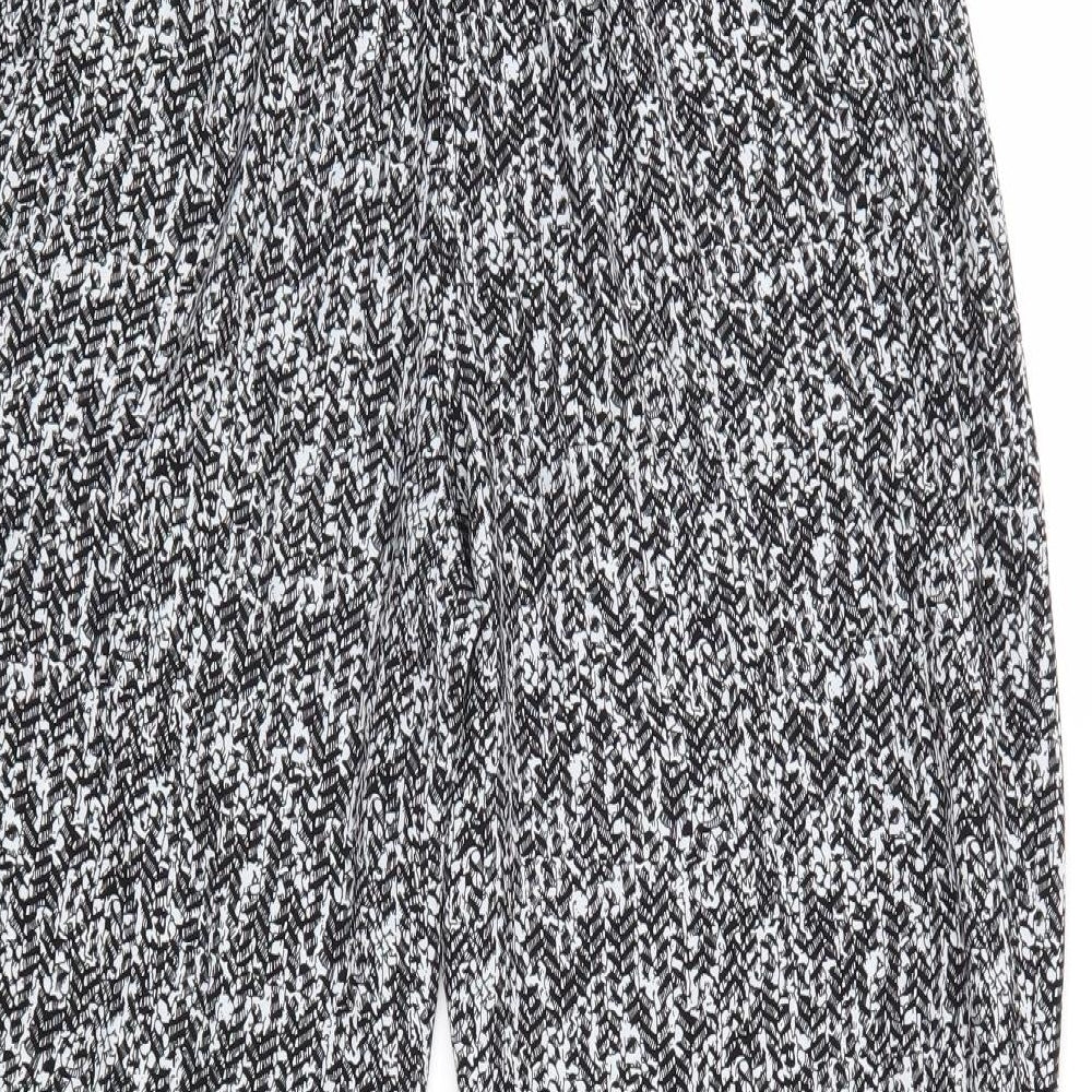 Classic Womens Black Geometric Polyester Trousers Size 12 Regular