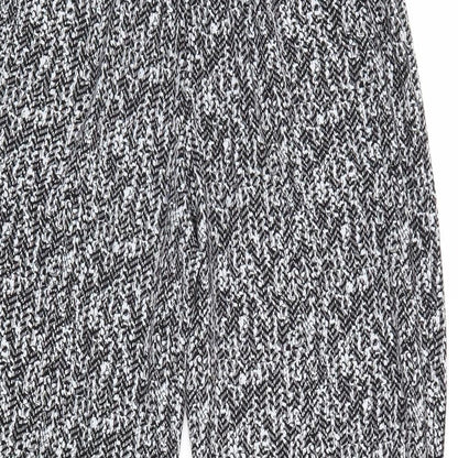 Classic Womens Black Geometric Polyester Trousers Size 12 Regular