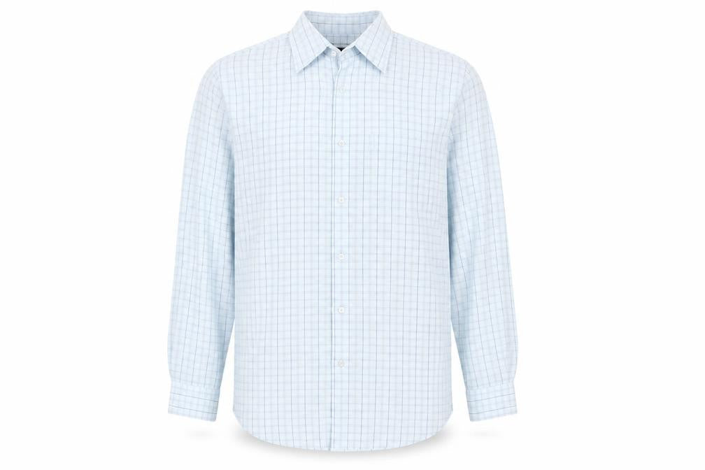 Mens UK Size M Avenue Blue  Button-Up Long Sleeve Casual Shirt