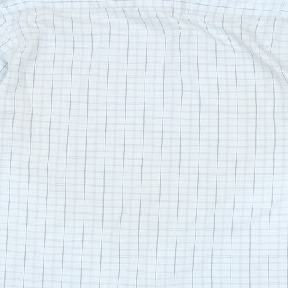 Avenue Mens Blue Check Cotton Button-Up Size M Collared Button