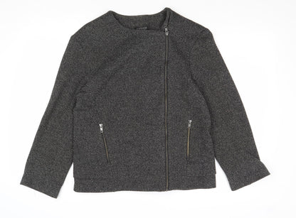 Topshop Womens Black Geometric Biker Jacket Size 10 Zip