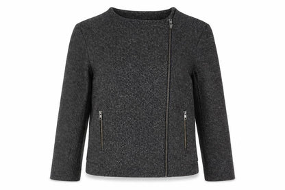 Topshop Womens Black Geometric Biker Jacket Size 10 Zip