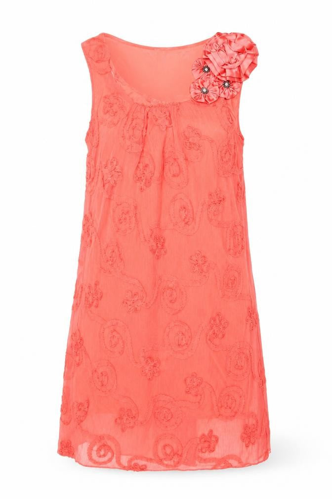 Rage Womens Pink Geometric Polyester A-Line Size 10 Round Neck Pullover - Flower Detail