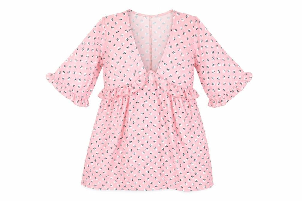 I SAW IT FIRST Womens Pink Floral Polyester A-Line Size 10 V-Neck Pullover