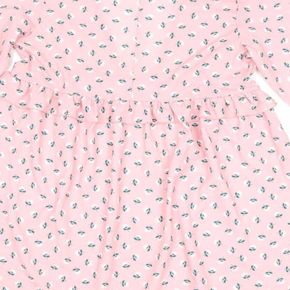 I SAW IT FIRST Womens Pink Floral Polyester A-Line Size 10 V-Neck Pullover