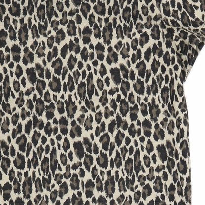 NEXT Womens Brown Animal Print Polyester A-Line Size 10 Round Neck Zip - Leopard Pattern